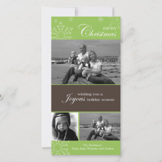 Fotokort för Snowflake God jul Grönt Julkort