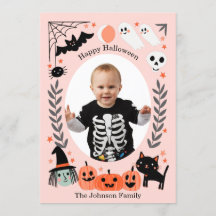 Fotokort för söta barn i Happy halloween