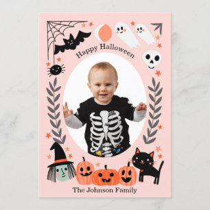 Fotokort för söta barn i Happy halloween Inbjudningar