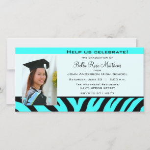 Fotokort för studenten Aqua Zebra