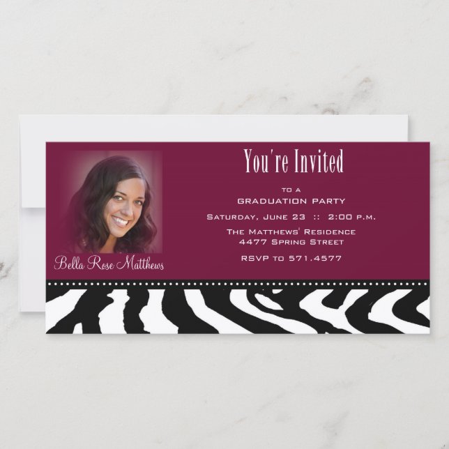 Fotokort för Studenten Black Zebra Meddelande (Framsida)