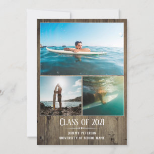 Fotokort för studenten-meddelande för Wood Planks Inbjudningar