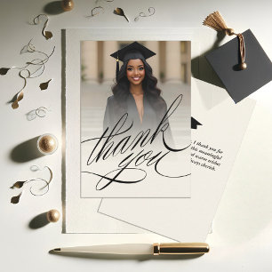 Fotokort för Studenten Tack i Elegant-skript Kort