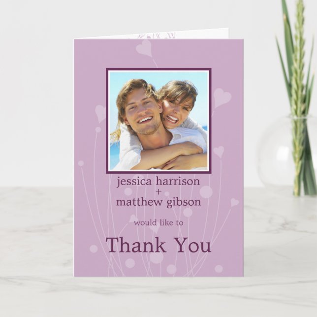 Fotokort för Tack Lavender Hearts (Framsida)