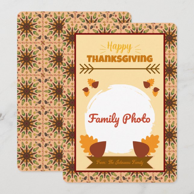 Fotokort för thanksgiving-familjen inbjudningar (Fram/baksida)