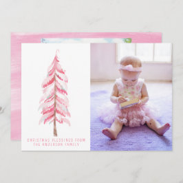 Fotokort för vattenfärg Rosa Julgran Julkort