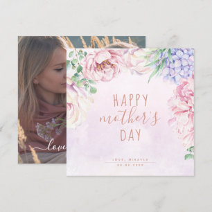 Fotokort för vattenfärgen Blommigt Lycklig Mors da