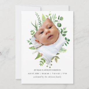 Fotokort för vattenfärgsgrey Birth-annonsering Meddelande