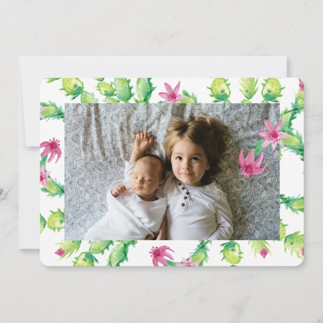 Fotokort för vattenfärgsjulaktus-Helgdag Julkort (Framsida)