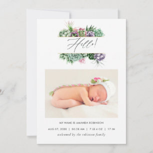 Fotokort för vattenfärgssuckkulärt födelsemeddelan meddelande