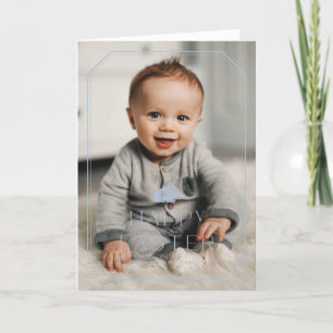 Fotokort för vintage Bunny Ram Påsk - blått Tack Kort