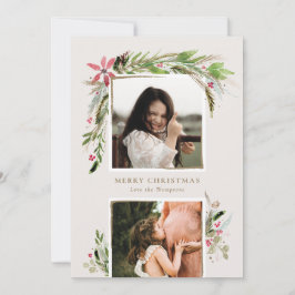 Fotokort för Watercolor Winter Greenery Helgdag Julkort