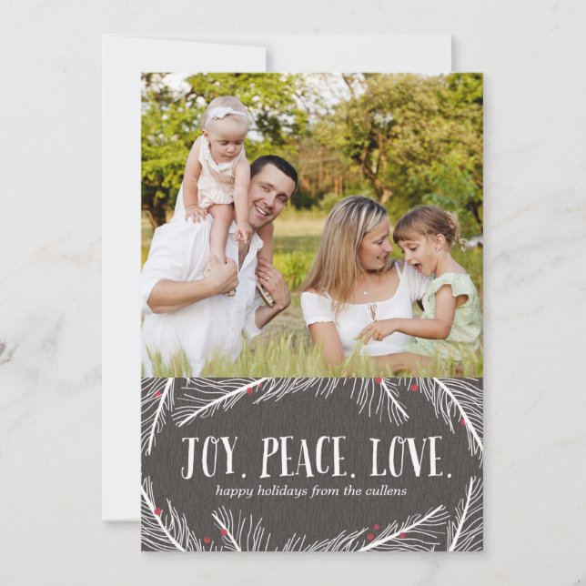 Fotokort för Winter Grenar Helgdag Julkort (Framsida)