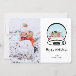 Fotokort för Winter Snö Globe-Helgdag Julkort