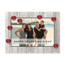 Fotokort för Wood Rustic Valentine Day KÄRLEK Hear