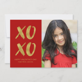 Fotokort för XOXO Valentine med borstat guldfett Julkort