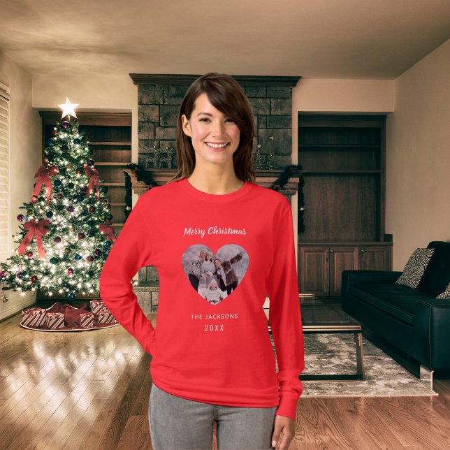 Fotokort från julfamiljen namn mor t shirt (Skapare uppladdad)
