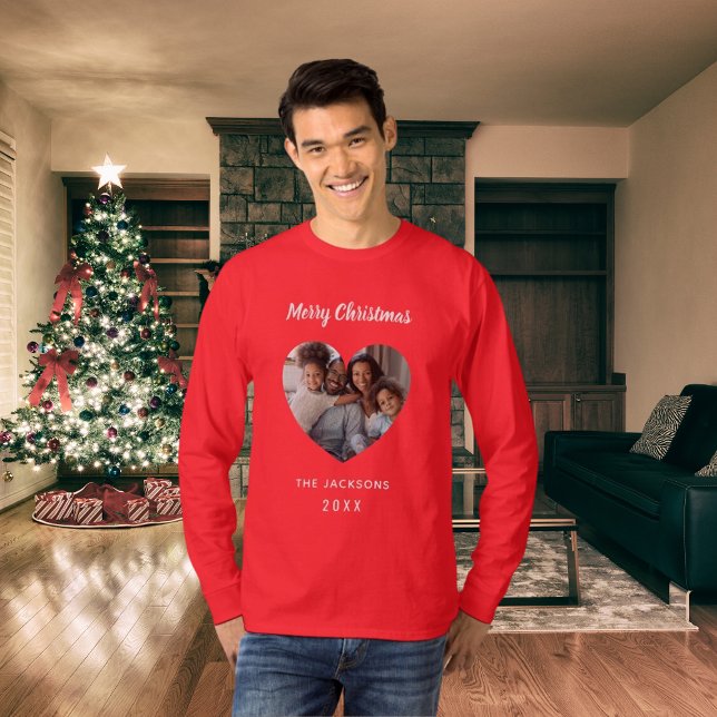 Fotokort från julfamiljen namn pappa t shirt (Skapare uppladdad)