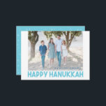 Fotokort från Snowy Blue Lycklig Hanukkah Julkort<br><div class="desc">Lägg upp ett eget foto och lägg till namn och bildtext - du är avslutat. Så lätt! Du kommer snart att ha ett eget anpassningsbar-kort för att skicka vänner och familj!</div>