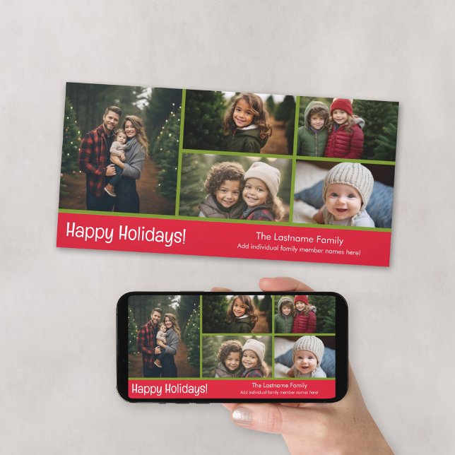 Fotokort: Glad helg med 5 fotokollage Julkort (Add 5 photos and either print or download - online Christmas Card)