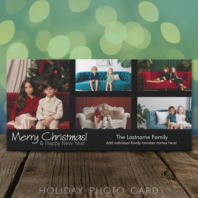 Fotokort: God jul med 5 fotokollage Julkort (Classic Holiday Photo Card)