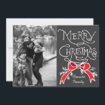 Fotokort: Helgdag: Chalkboard God jul Julkort<br><div class="desc">Fotokort: Helgdag: Chalkboard Rustic Red Bow Photo God jul Photography © Storytree Studios,  Stanford,  CA</div>