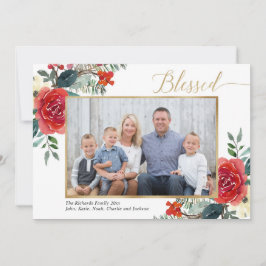 Fotokort med färgad röd blommigt i färgad elegant