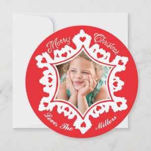 Fotokort: Red God jul Snowflake-Helgdag Julkort