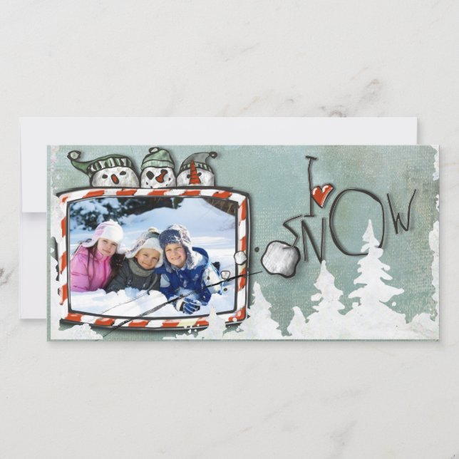 Fotokortet snö christmas julkort (Framsida)