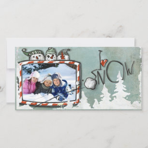 Fotokortet snö christmas julkort