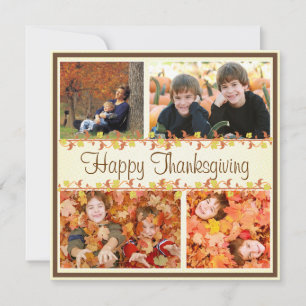 Fotokortskoppling i happy thanksgiving höst Löv Julkort