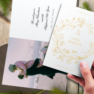 Fotokrans God jul Nytt år REAL Guld Folierat Kort