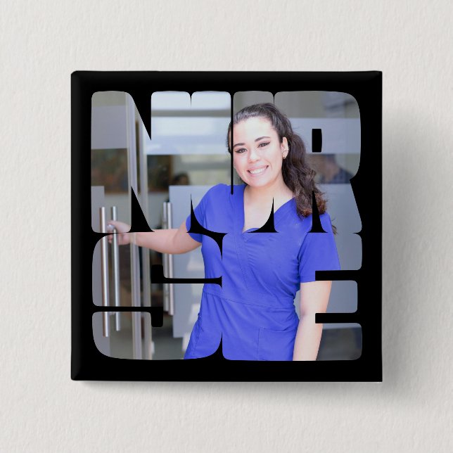 fotokvadrat för sjuksköterska med anpassningsbar knapp (Framsida)