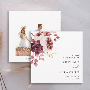 Fotokvadrat med Blommigt Bröllop hösten Romantik Spara Datumet