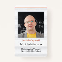 Fotolärare ID Badge-skolan, jag utan mask