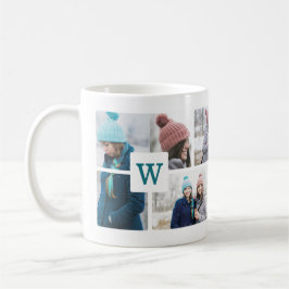 Fotolayout för monogram Många-fotokollage Kaffemugg