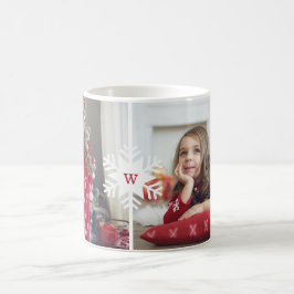 Fotolayout för monogram Många-fotokollage Kaffemugg