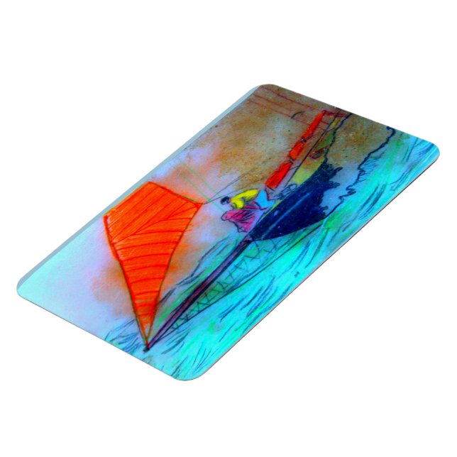 fotomagnet med rött segel magnet (Vänstra Sidan)