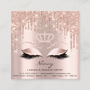 FotoMakeup Artist Eyelash Brow Ro Guld Fyrkantigt Visitkort