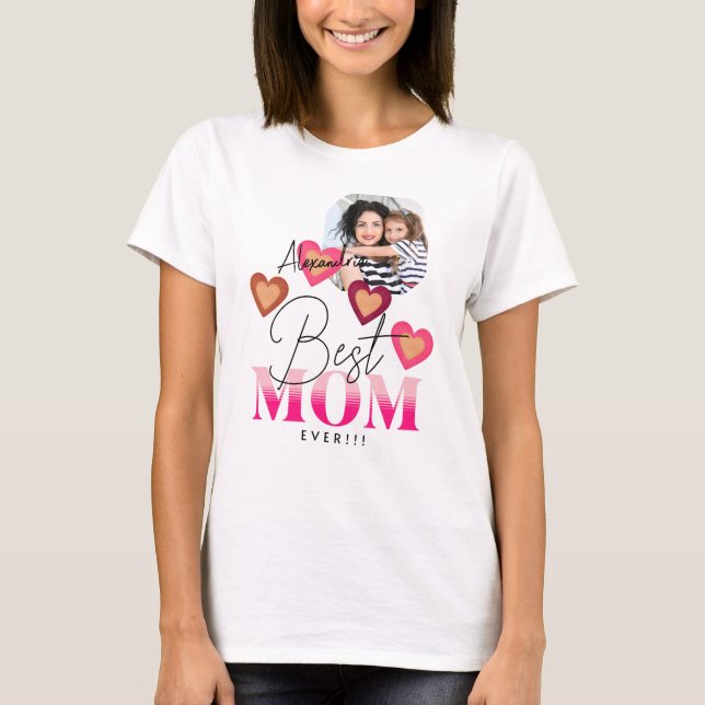 Fotomall, bästa Mamma någonsin, vackra hjärtan T Shirt (Framsida)