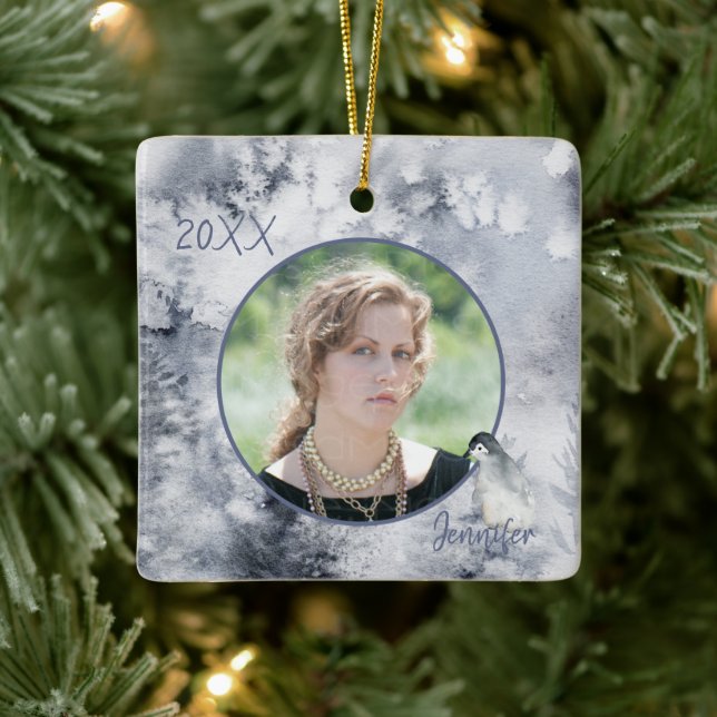 Fotomall för bakgrundsbild för coola vinter julgransprydnad keramik (Träd)