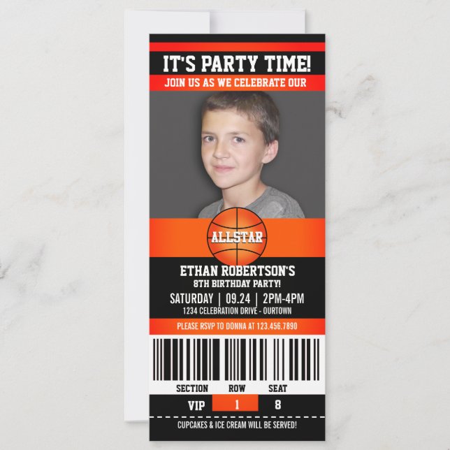 Fotomall för basketboll inbjudningar (Framsida)