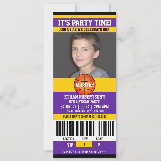 Fotomall för basketboll inbjudningar (Framsida)