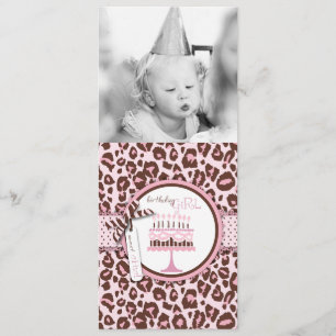 Fotomall för Cheetah Print & Birthday Cake Inbjudningar