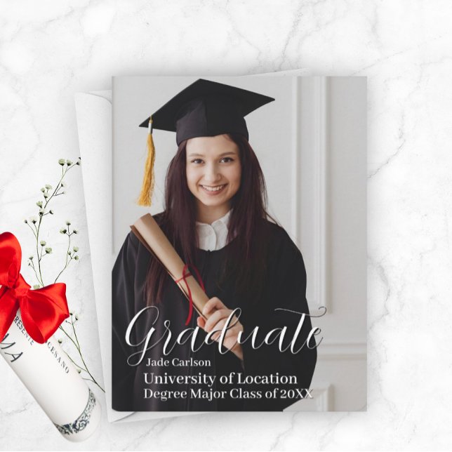 Fotomall för Classy Studenten-meddelande Julkort (Graduation Announcement Template)