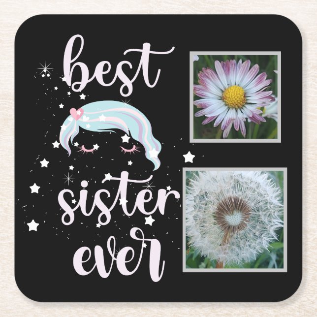Fotomall för cute-syster underlägg papper kvadrat (Framsidan)