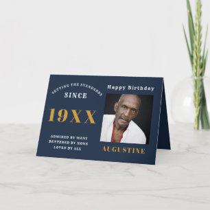 Fotomall för födelsedagar, Namn Blue Guld Kort