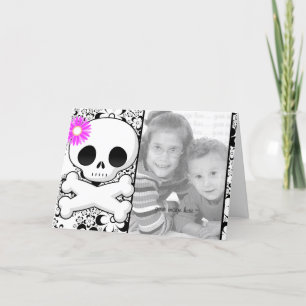 Fotomall för födelsedagsinbjudningar **Rosa Skull Inbjudan