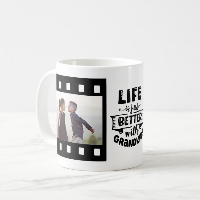 Fotomall för Grandföräldrar Better Life Barnbarn Kaffemugg (Framsida vänster)