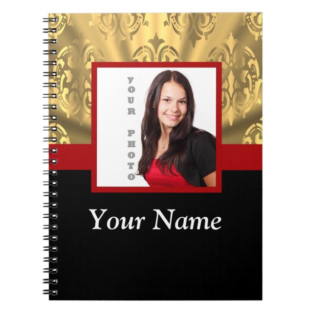 Fotomall för guld-dämpare anteckningsbok (Framsidan)